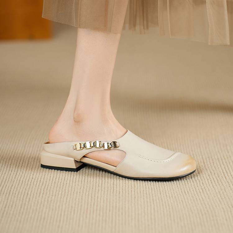 Galia | Mules in vera pelle con catena
