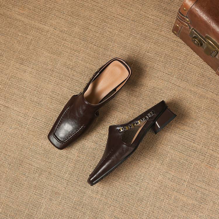 Vyla | Mules in vera pelle con catena