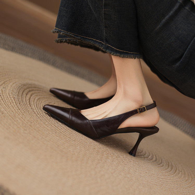 Myla | Slingback in vera pelle con tacco a matita