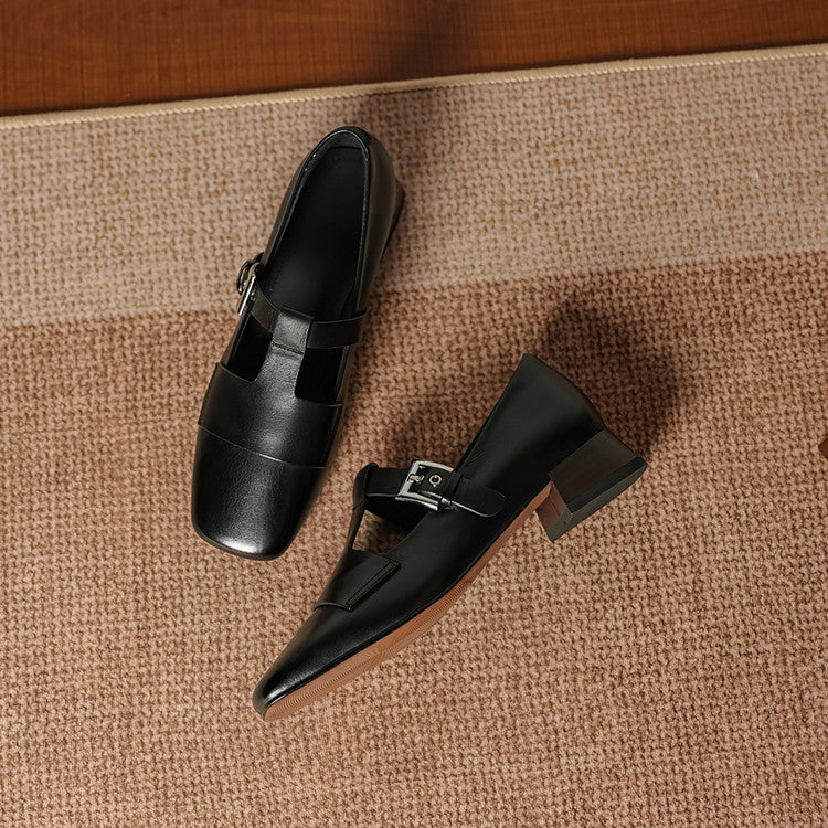 June | Scarpe in vera pelle con cinturino a T