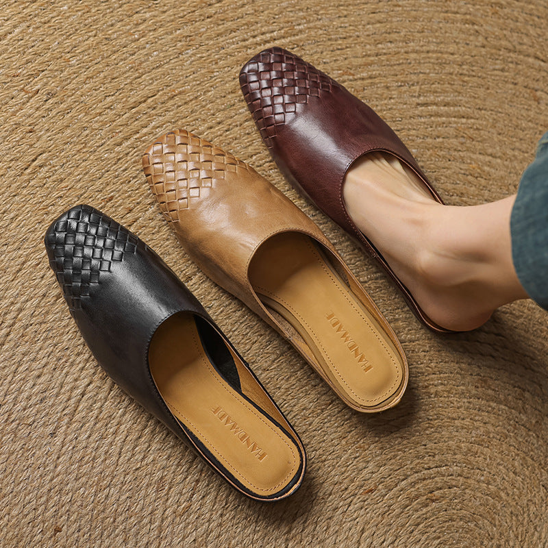 Rea | Mules in vera pelle intrecciata