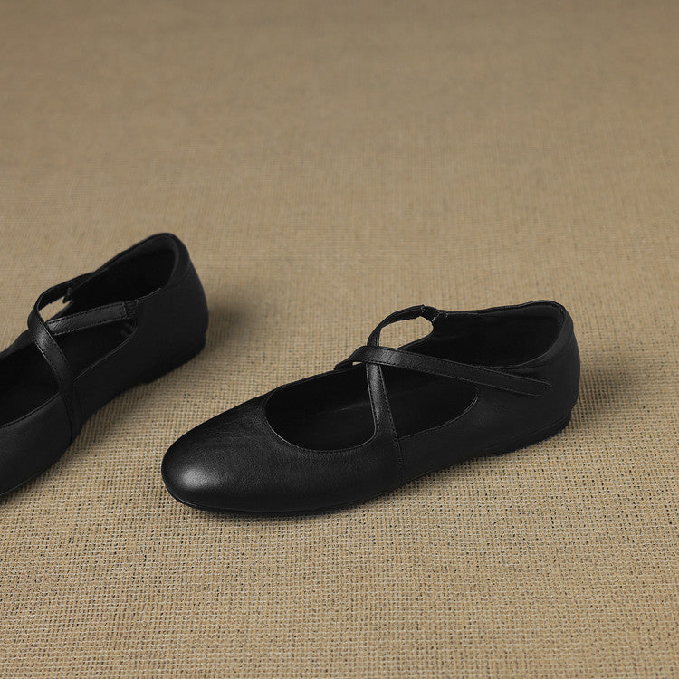 Zeor | Ballerine in vera pelle con fasce incrociate