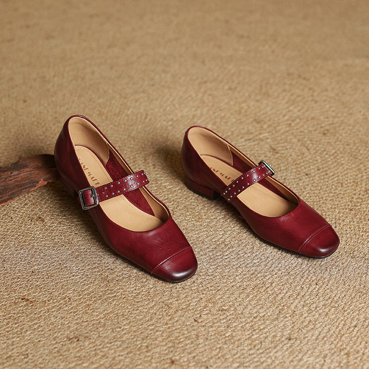 Rima | Mary Jane in vera pelle con borchie
