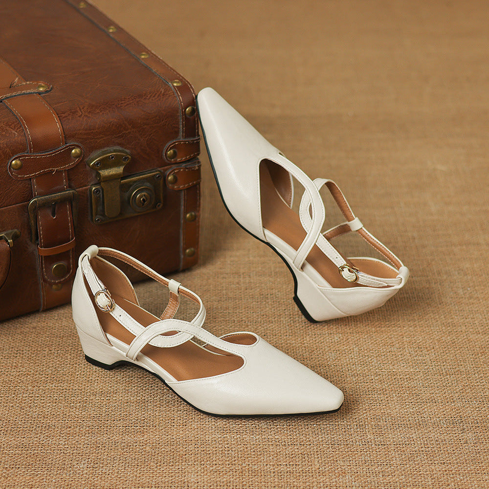 Mia | Scarpe in vera pelle con cinturino a T