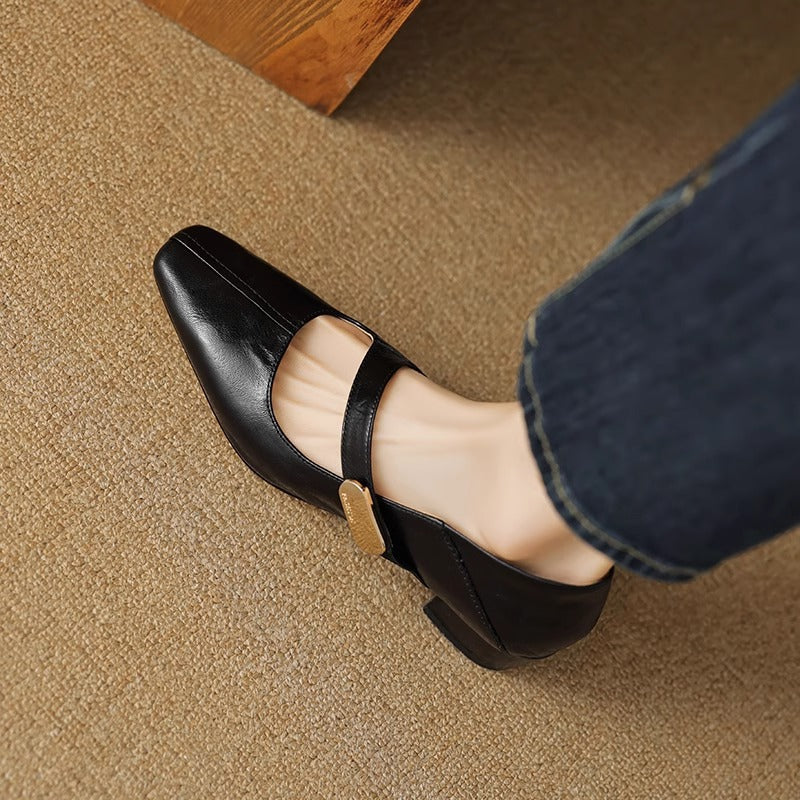 Quera | Mary Jane in vera pelle con morsetto