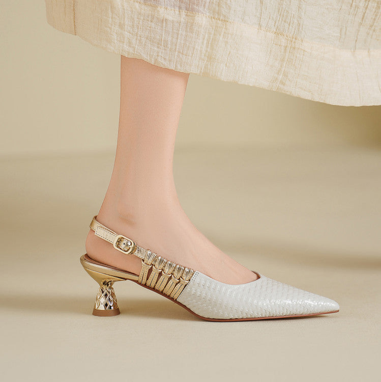 Bianca | Slingback in vera pelle intrecciata