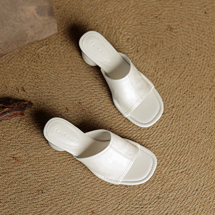 Amira | Mules in vera pelle con tacco cilindrico