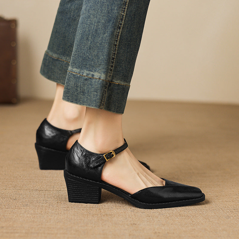 Anna | Mary Jane in vera pelle con plateau