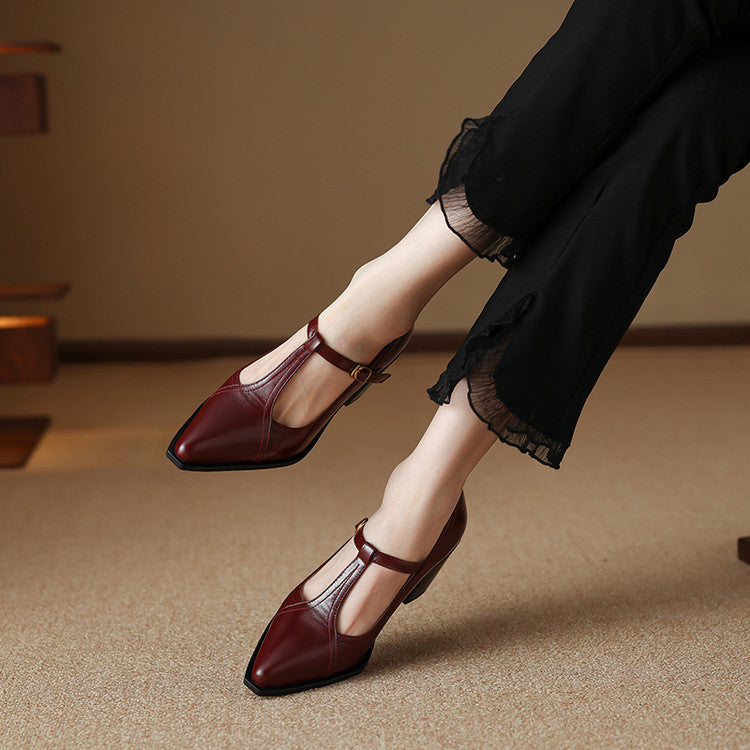 Raiza | Scarpe in vera pelle con cinturino a T