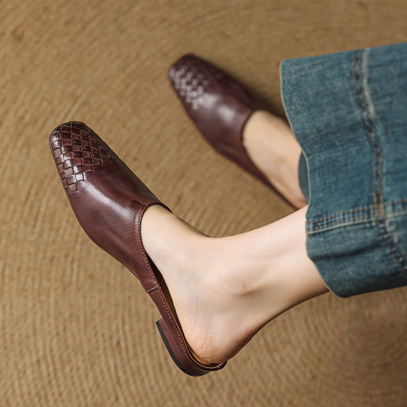 Rea | Mules in vera pelle intrecciata