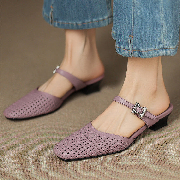 Nilda | Mules in vera pelle traforata