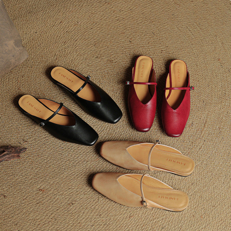 Neva | Mules in vera pelle a punta quadrata