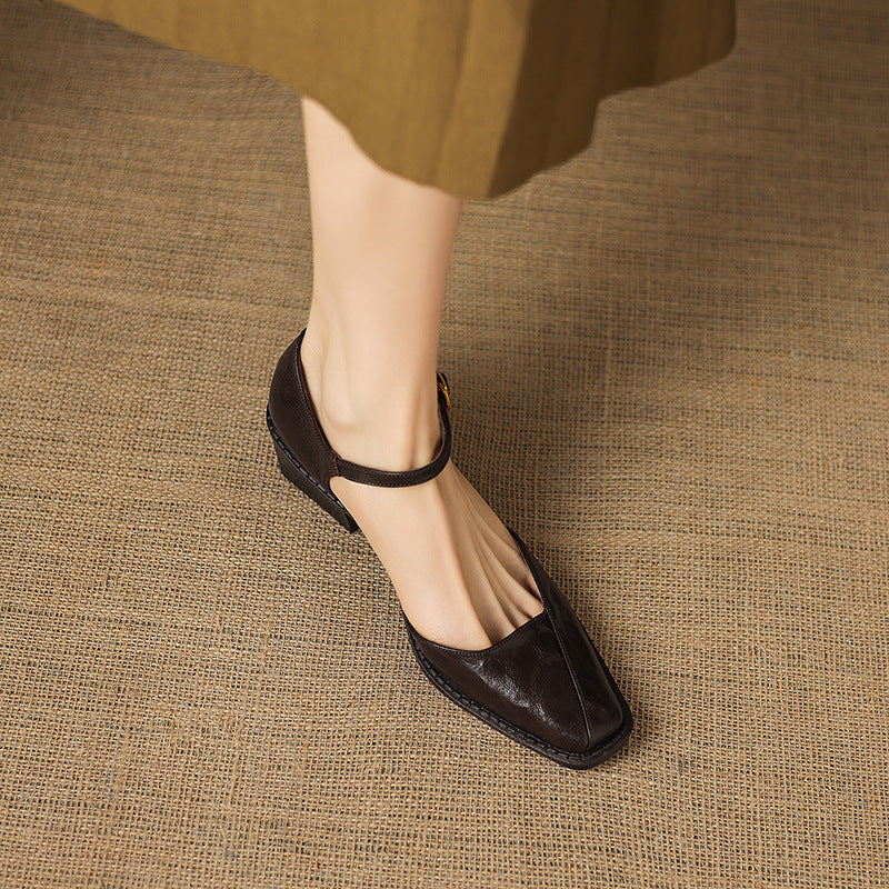 Anna | Mary Jane in vera pelle con plateau