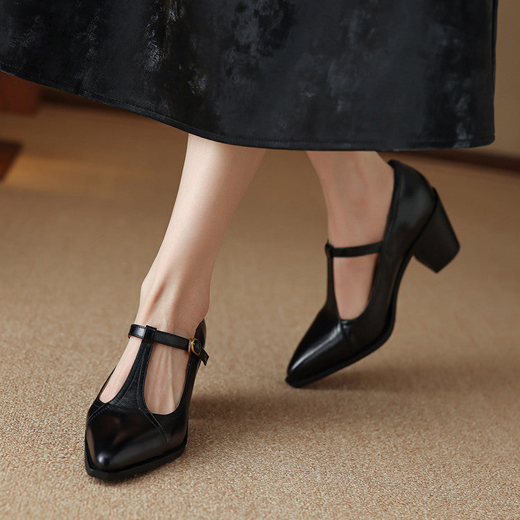 Raiza | Scarpe in vera pelle con cinturino a T
