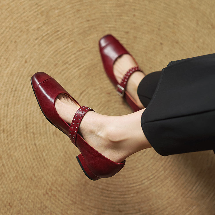 Rima | Mary Jane in vera pelle con borchie