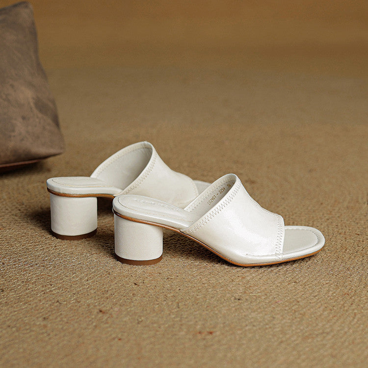 Amira | Mules in vera pelle con tacco cilindrico