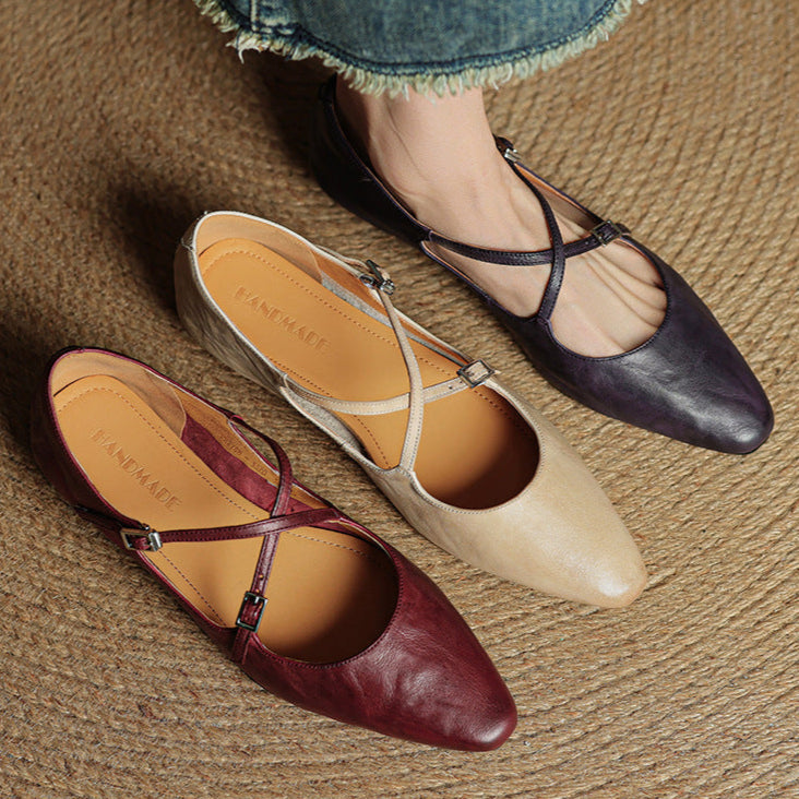 Amara | Ballerine in vera pelle con fasce incrociate