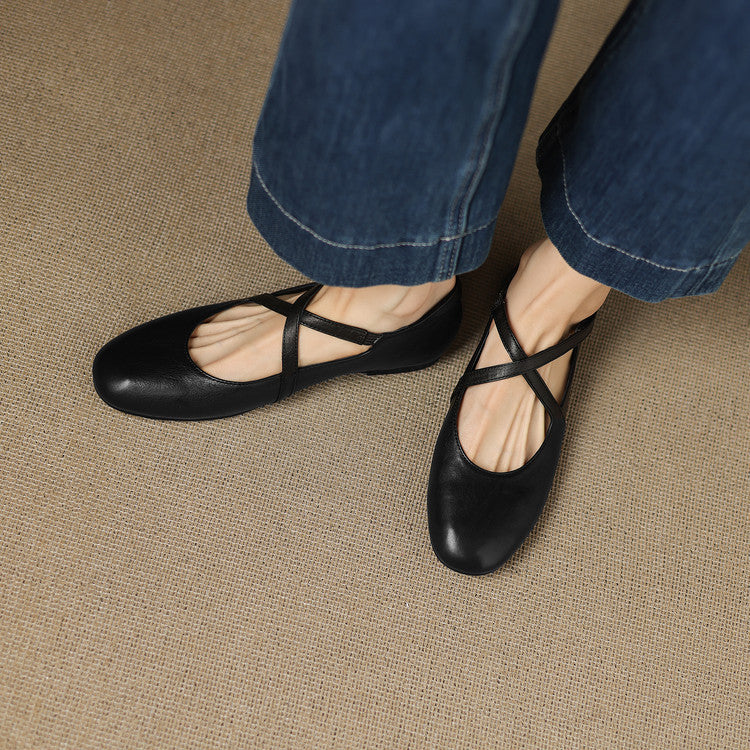Zeor | Ballerine in vera pelle con fasce incrociate