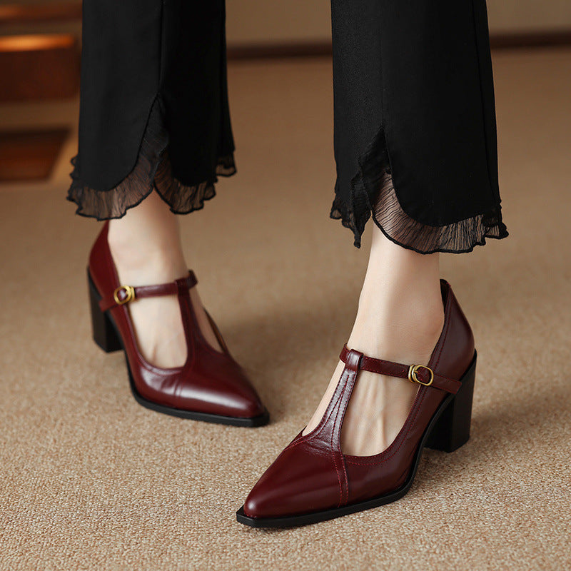 Raiza | Scarpe in vera pelle con cinturino a T