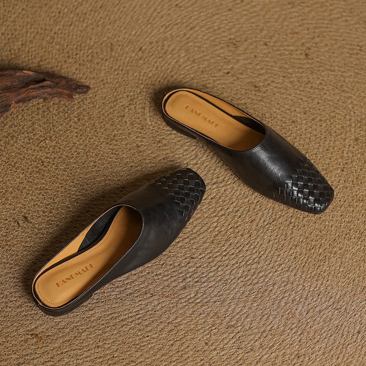 Rea | Mules in vera pelle intrecciata