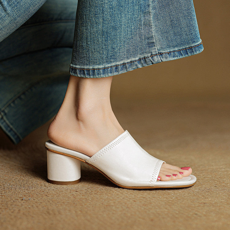 Amira | Mules in vera pelle con tacco cilindrico