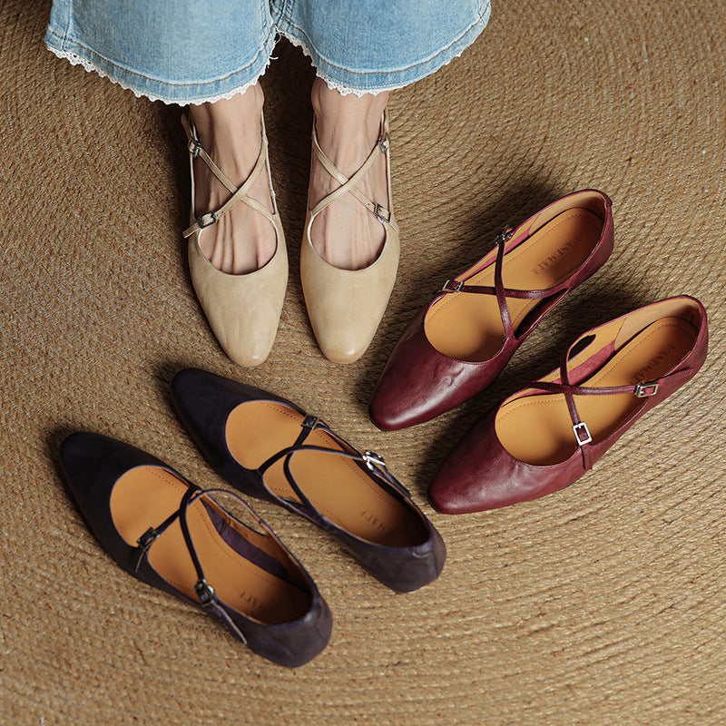 Amara | Ballerine in vera pelle con fasce incrociate