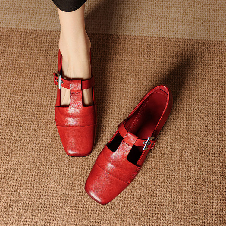 June | Scarpe in vera pelle con cinturino a T
