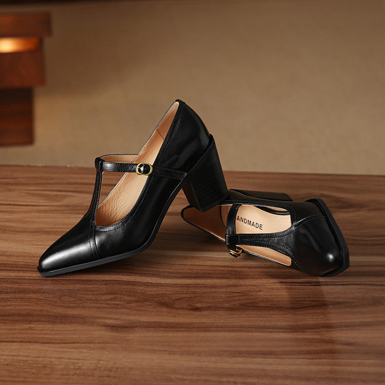 Raiza | Scarpe in vera pelle con cinturino a T