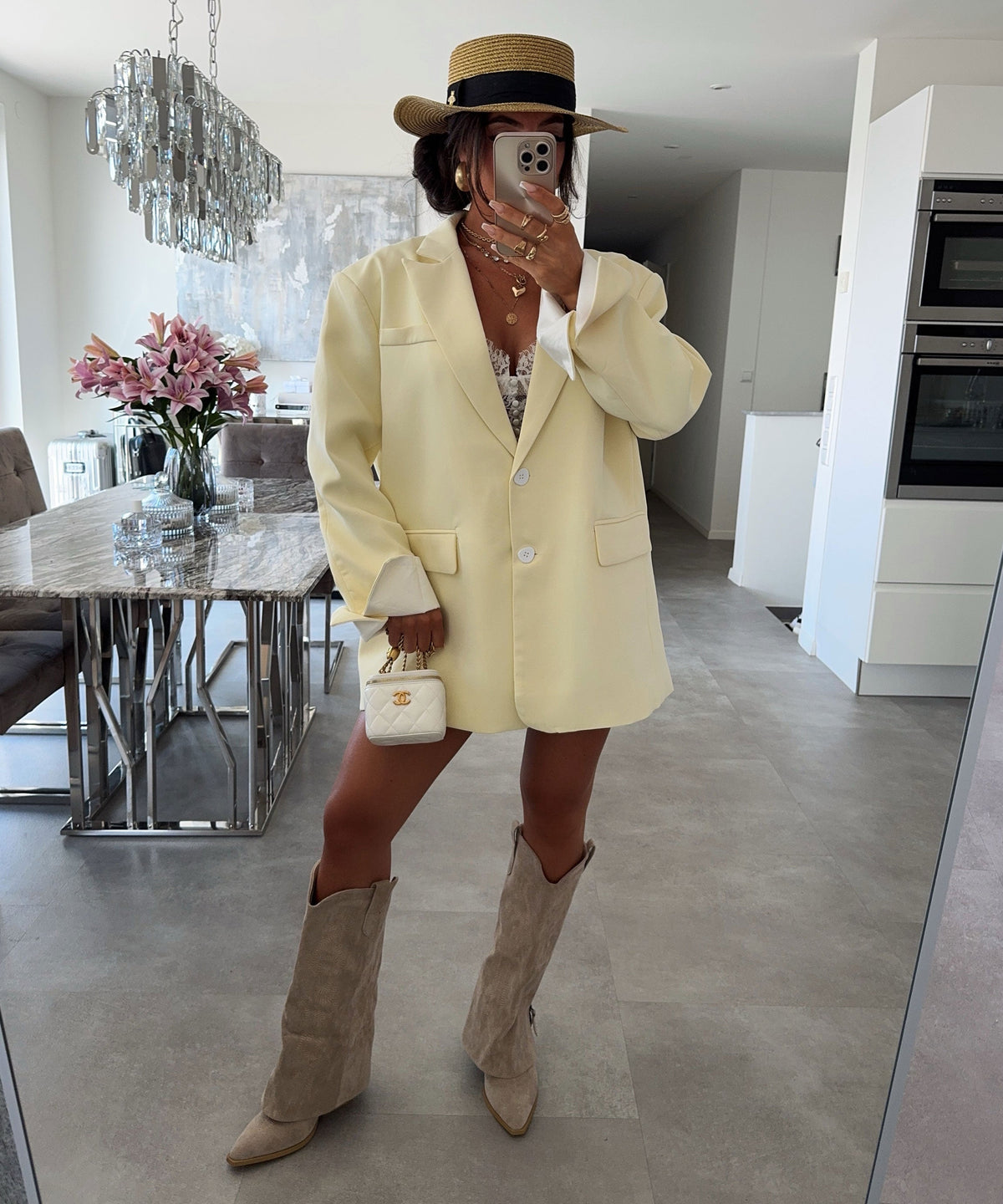 Lavinia | Stivali cowboy con zip beige