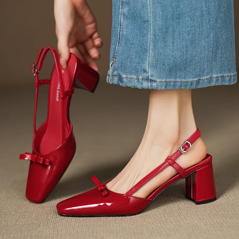 Milla | Décolleté slingback in vera pelle con fiocco