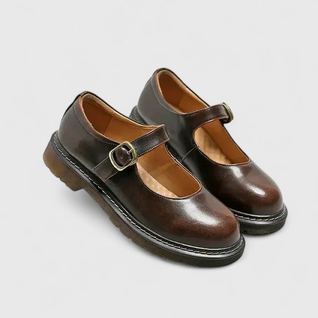 Aveline | Mary Jane in vera pelle con plateau