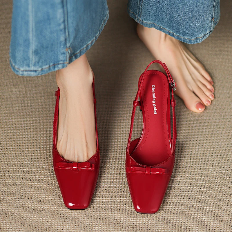 Milla | Décolleté slingback in vera pelle con fiocco