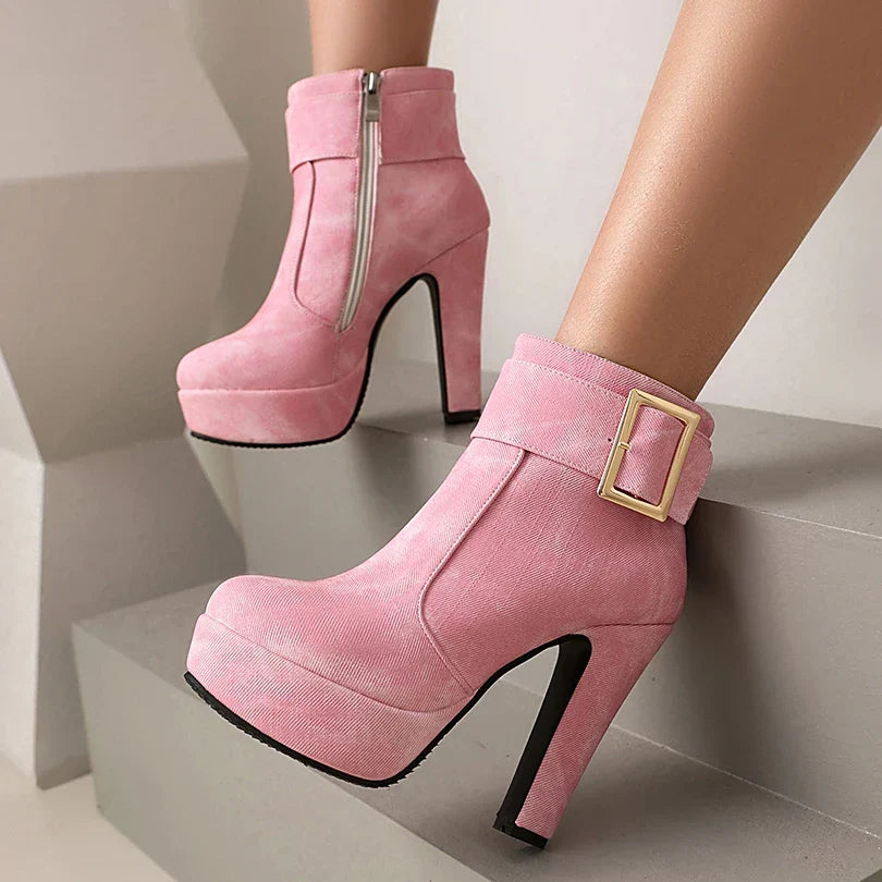 Daisy – Stivali in denim con cinturino