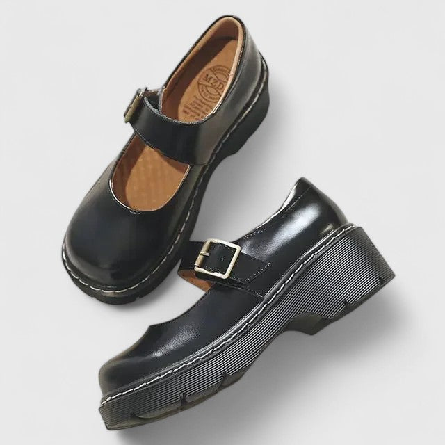 Aveline | Mary Jane in vera pelle con plateau