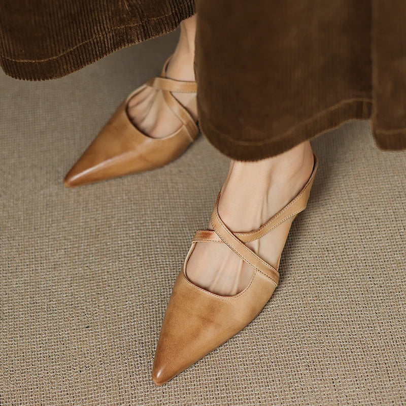 Pamela | Mules in vera pelle a punta