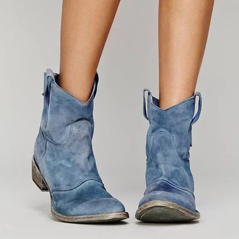 Wildflower – Stivali western effetto scamosciato vintage