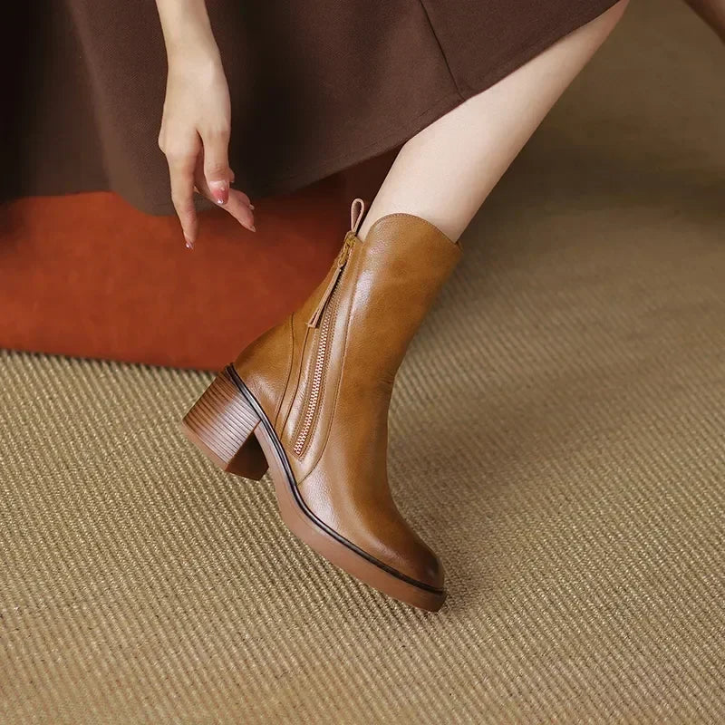 Clara | Stivaletti retro con tacco largo e zip