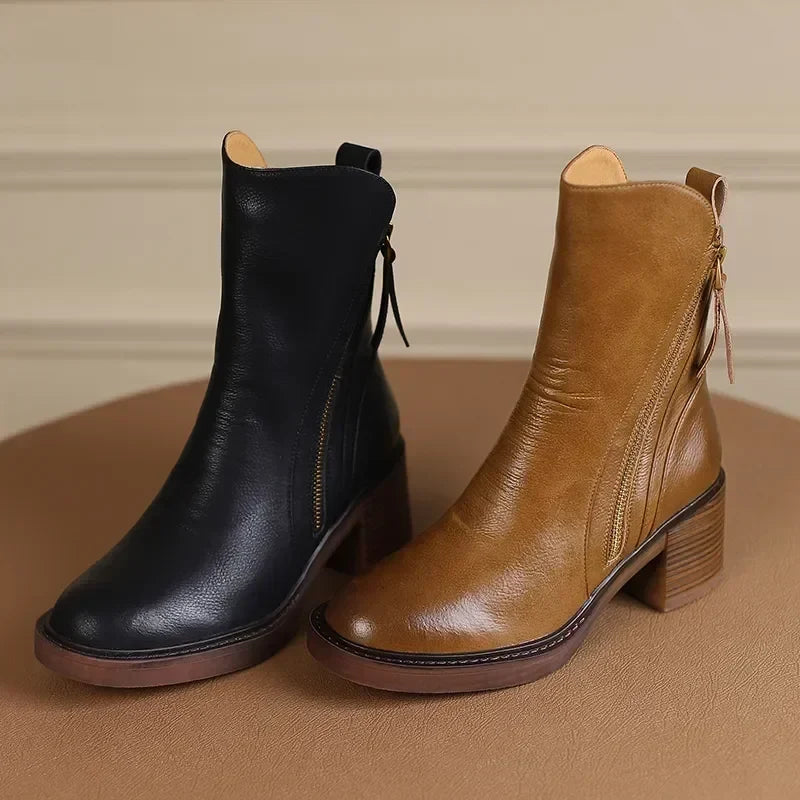 Clara | Stivaletti retro con tacco largo e zip