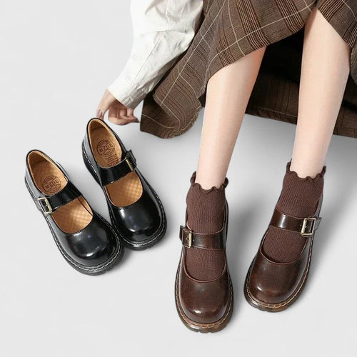 Aveline | Mary Jane in vera pelle con plateau