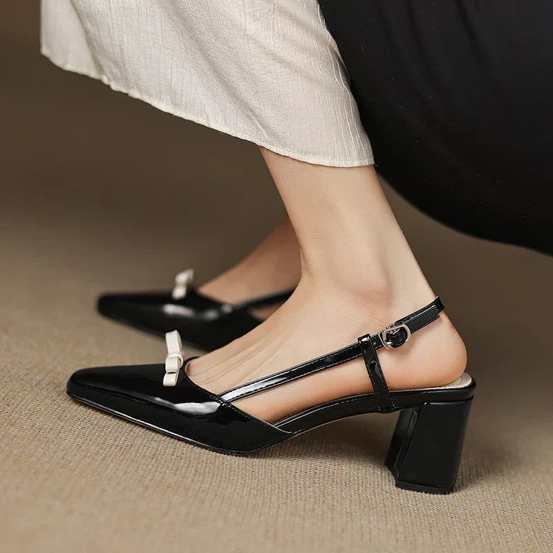 Milla | Décolleté slingback in vera pelle con fiocco
