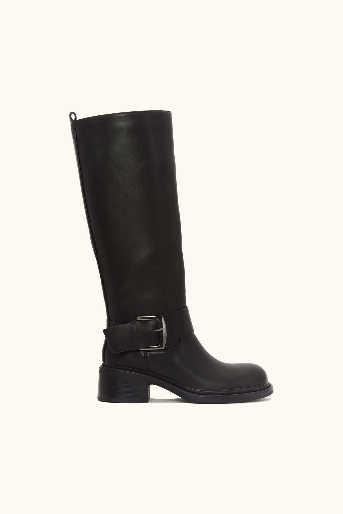 Stivali cavallerizzi neri con fibbia oversize