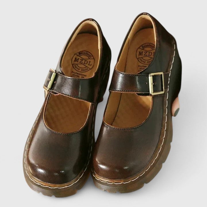 Aveline | Mary Jane in vera pelle con plateau