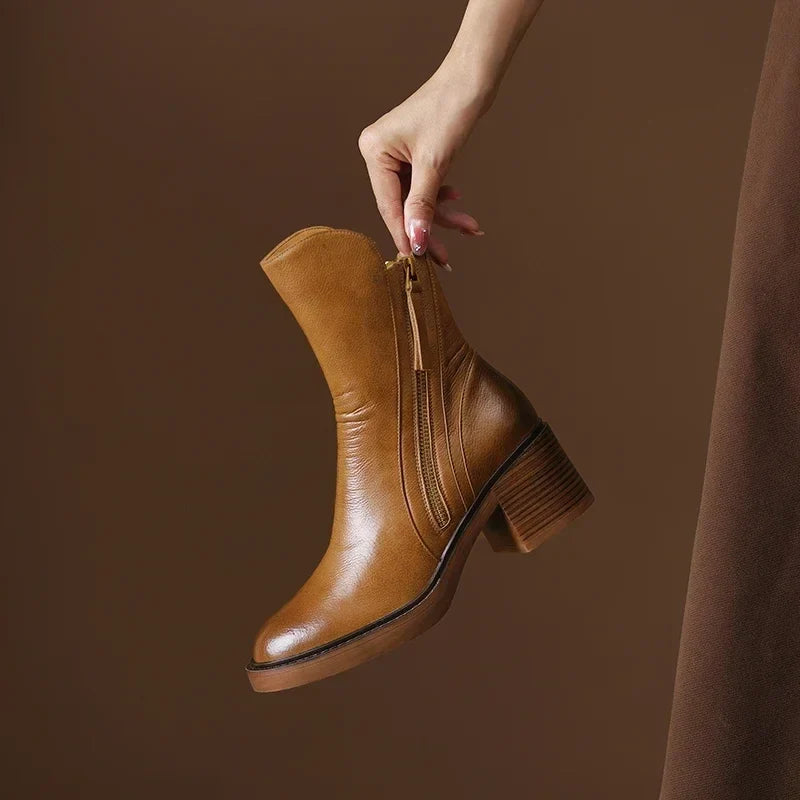 Clara | Stivaletti retro con tacco largo e zip