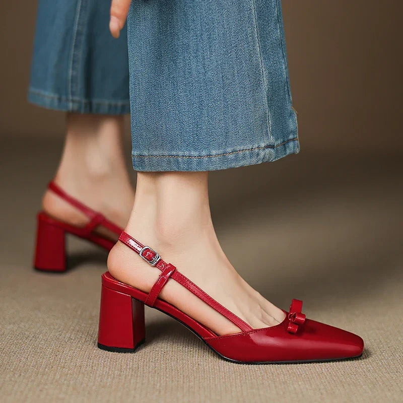 Milla | Décolleté slingback in vera pelle con fiocco