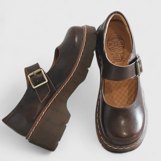 Aveline | Mary Jane in vera pelle con plateau