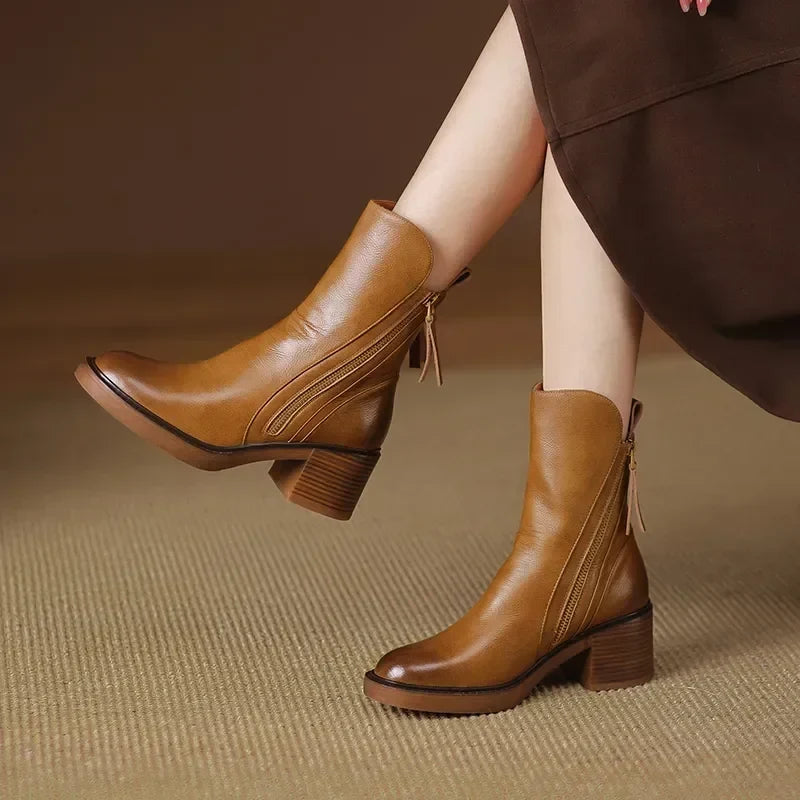 Clara | Stivaletti retro con tacco largo e zip