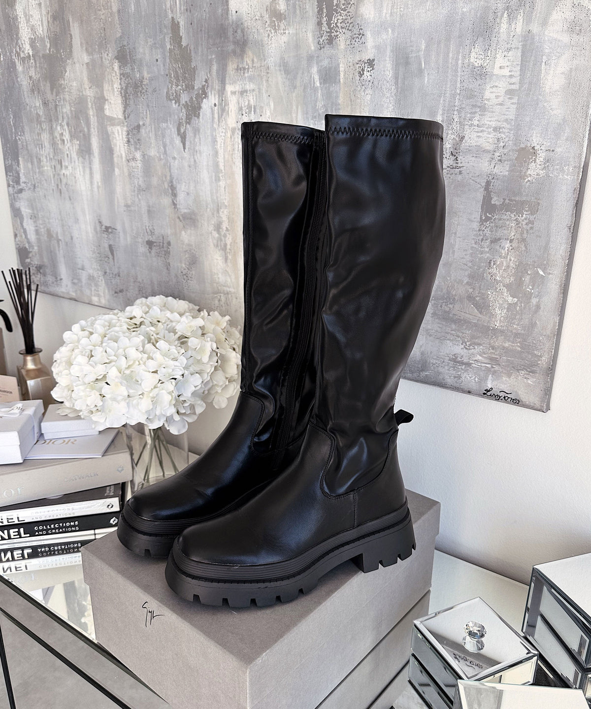Kinley | Stivaletti con plateau e bordo elastico neri