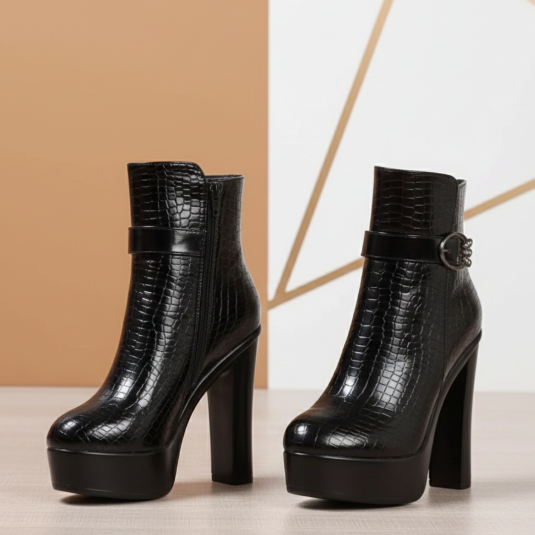 Selene – Stivali con plateau effetto cocco e fibbia