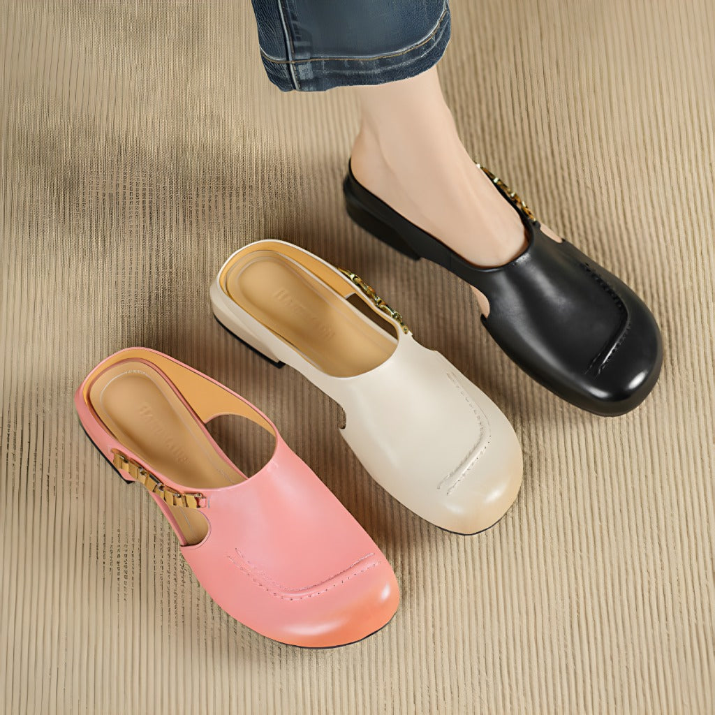 Galia | Mules in vera pelle con catena