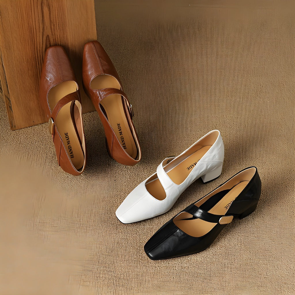 Quera | Mary Jane in vera pelle con morsetto